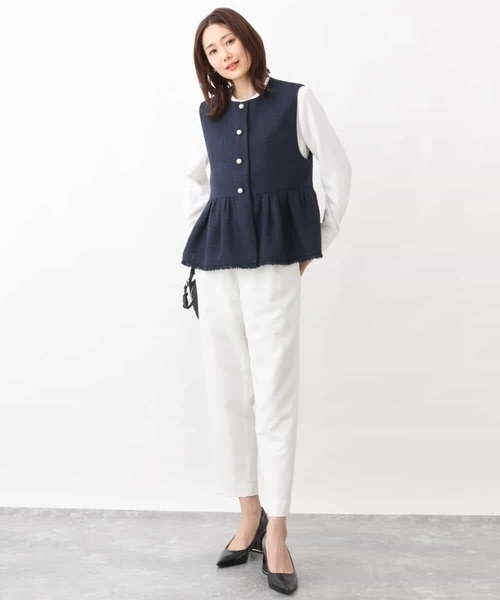 MK MICHEL KLEIN（エムケーミッシェルクラン）の「ピンタックデザインブラウス/洗える（シャツ/ブラウス・レディース・ネイビー/ホワイト・38）」の9枚目の写真