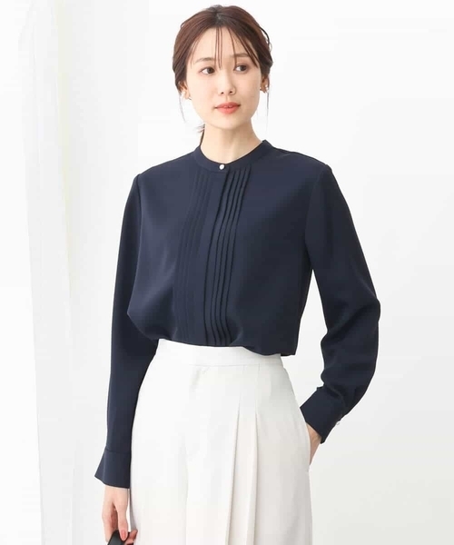 MK MICHEL KLEIN（エムケーミッシェルクラン）の「ピンタックデザインブラウス/洗える（シャツ/ブラウス・レディース・ネイビー/ホワイト・38）」の13枚目の写真