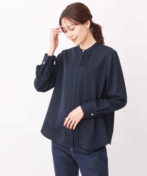 MK MICHEL KLEIN（エムケーミッシェルクラン）の「ピンタックデザインブラウス/洗える（シャツ/ブラウス・レディース・ネイビー/ホワイト・38）」の18枚目の写真