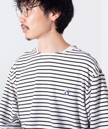GLOSTER | 【GLOSTER/グロスター】リブボーダーロンT ワンポイント刺繍 ボートネック(Tシャツ/カットソー)
