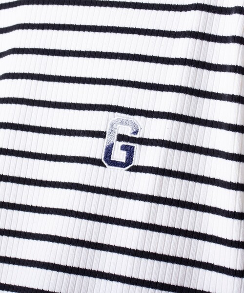 GLOSTER（グロスター）の「【GLOSTER/グロスター】リブボーダーロンT ワンポイント刺繍 ボートネック（Tシャツ/カットソー・メンズ・ブラック/ネイビー/グリーン・S/M/L）」の10枚目の写真