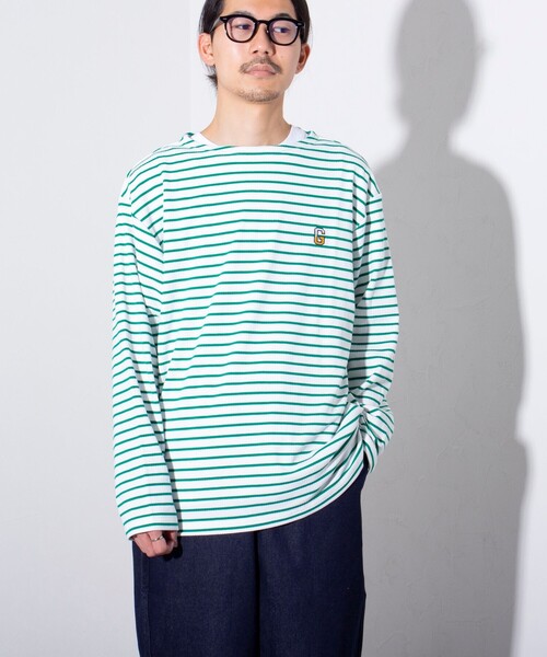 GLOSTER（グロスター）の「【GLOSTER/グロスター】リブボーダーロンT ワンポイント刺繍 ボートネック（Tシャツ/カットソー・メンズ・ブラック/ネイビー/グリーン・S/M/L）」の17枚目の写真