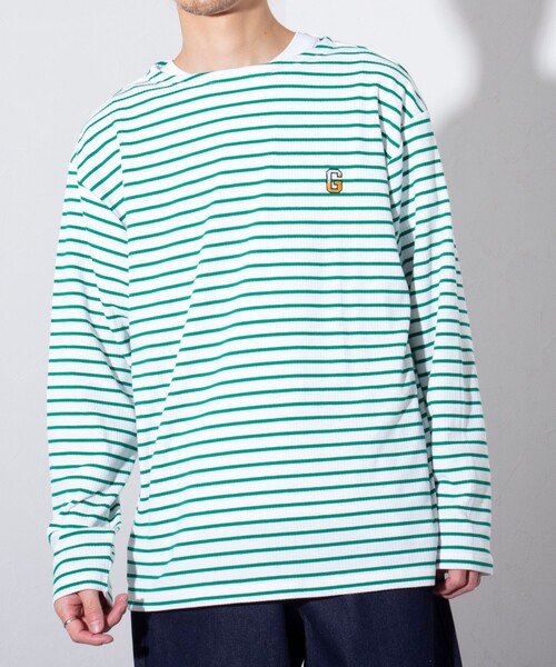 GLOSTER（グロスター）の「【GLOSTER/グロスター】リブボーダーロンT ワンポイント刺繍 ボートネック（Tシャツ/カットソー・メンズ・ブラック/ネイビー/グリーン・S/M/L）」の18枚目の写真