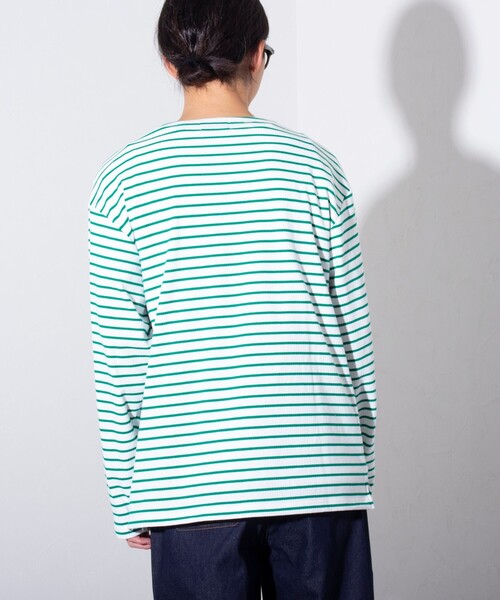 GLOSTER（グロスター）の「【GLOSTER/グロスター】リブボーダーロンT ワンポイント刺繍 ボートネック（Tシャツ/カットソー・メンズ・ブラック/ネイビー/グリーン・S/M/L）」の20枚目の写真