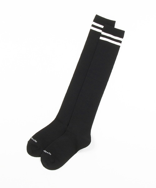 LOVETOXIC(ラブトキシック)の「ラインニーハイソックス(ソックス/靴下・キッズ・グレー/ブラック/ネイビー・23-25cm/20-22cm)」の1枚目の写真