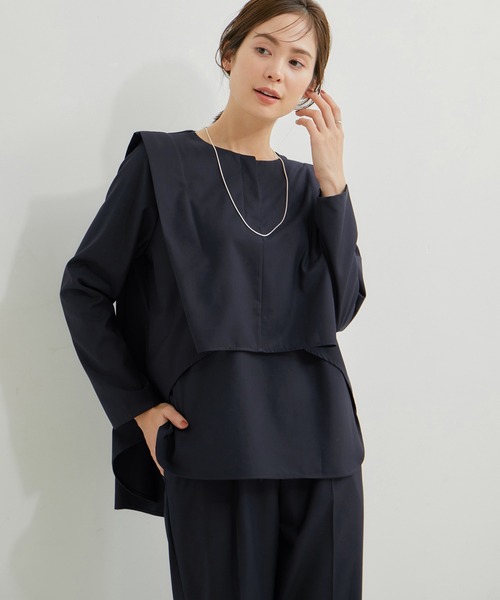 le cercle ADAM ET ROPE'(ルセルクルアダムエロペ)の「【セットアップ対応】2WAY ヘムタックブラウス(シャツ/ブラウス・レディース・グレー/ライトグレー/ネイビー・FREE)」の3枚目の写真