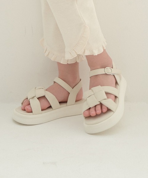 Lycee mine（リセマイン）の「クッションクロスサンダル（サンダル・キッズ・ラベンダー/アイボリー・16cm/20cm/17cm/18cm/19cm）」の5枚目の写真