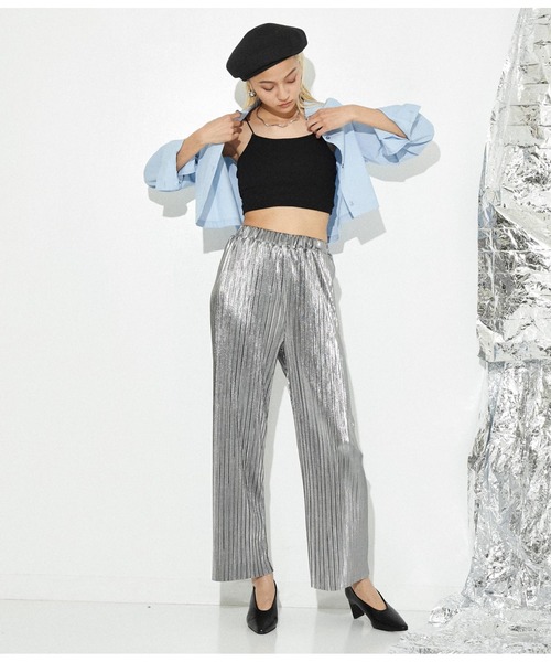 Settimissimo（セッティミッシモ）の「ラメ カットプリーツ ロングパンツ（その他パンツ・レディース・ブラック/シルバー・M）」の16枚目の写真