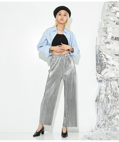 Settimissimo（セッティミッシモ）の「ラメ カットプリーツ ロングパンツ（その他パンツ・レディース・ブラック/シルバー・M）」の12枚目の写真