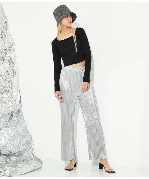 Settimissimo（セッティミッシモ）の「ラメ カットプリーツ ロングパンツ（その他パンツ・レディース・ブラック/シルバー・M）」の6枚目の写真