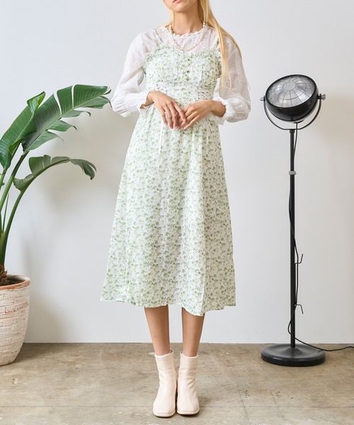 Chick(チック)の「Flower Camisole Dress / 花柄キャミワンピース(ワンピース・レディース・グリーン/イエロー・FREE)」の4枚目の写真