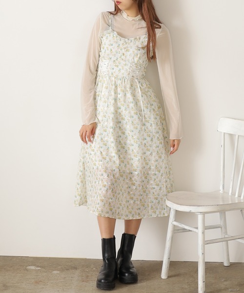 Chick(チック)の「Flower Camisole Dress / 花柄キャミワンピース(ワンピース・レディース・グリーン/イエロー・FREE)」の8枚目の写真