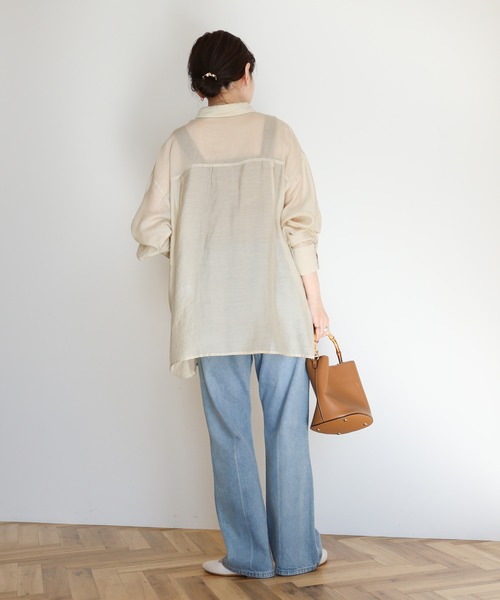 AMERICAN HOLIC（アメリカンホリック）の「シアーCOOLWポケットシャツ（シャツ/ブラウス・レディース・サックスブルー/ライトベージュ/ライトピンク/サックスブルー系3/ストライプ・L/M）」の19枚目の写真