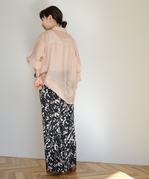 AMERICAN HOLIC（アメリカンホリック）の「シアーCOOLWポケットシャツ（シャツ/ブラウス・レディース・サックスブルー/ライトベージュ/ライトピンク/サックスブルー系3/ストライプ・L/M）」の16枚目の写真