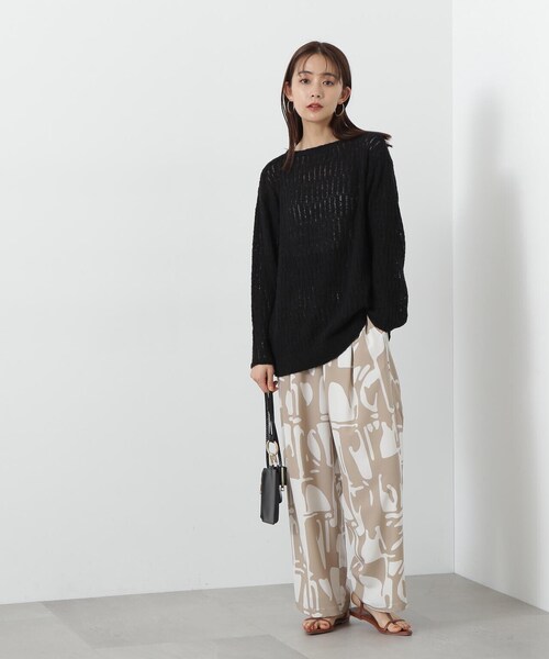 N.（N. Natural Beauty Basic）（エヌエヌナチュラルビューティーベーシック）の「◆スカシアミブークレニット（ニット/セーター・レディース・キナリ/グリーン/ブラック・MEDIUM）」の6枚目の写真