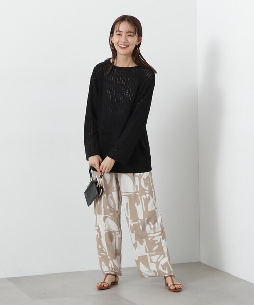 N.（N. Natural Beauty Basic）（エヌエヌナチュラルビューティーベーシック）の「◆スカシアミブークレニット（ニット/セーター・レディース・キナリ/グリーン/ブラック・MEDIUM）」の8枚目の写真