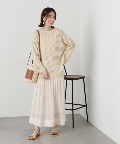 N.（N. Natural Beauty Basic）（エヌエヌナチュラルビューティーベーシック）の「◆スカシアミブークレニット（ニット/セーター・レディース・キナリ/グリーン/ブラック・MEDIUM）」の15枚目の写真