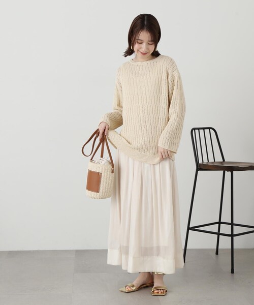 N.（N. Natural Beauty Basic）（エヌエヌナチュラルビューティーベーシック）の「◆スカシアミブークレニット（ニット/セーター・レディース・キナリ/グリーン/ブラック・MEDIUM）」の16枚目の写真