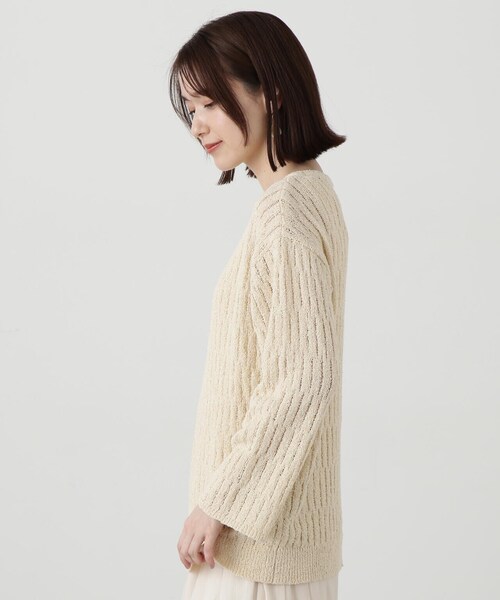 N.（N. Natural Beauty Basic）（エヌエヌナチュラルビューティーベーシック）の「◆スカシアミブークレニット（ニット/セーター・レディース・キナリ/グリーン/ブラック・MEDIUM）」の19枚目の写真