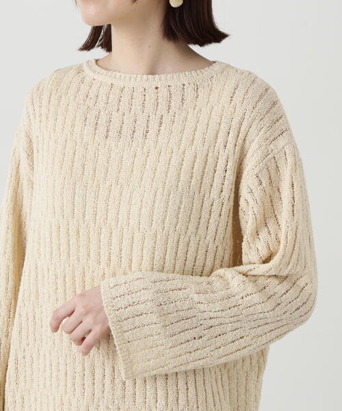 N.（N. Natural Beauty Basic）（エヌエヌナチュラルビューティーベーシック）の「◆スカシアミブークレニット（ニット/セーター・レディース・キナリ/グリーン/ブラック・MEDIUM）」の21枚目の写真