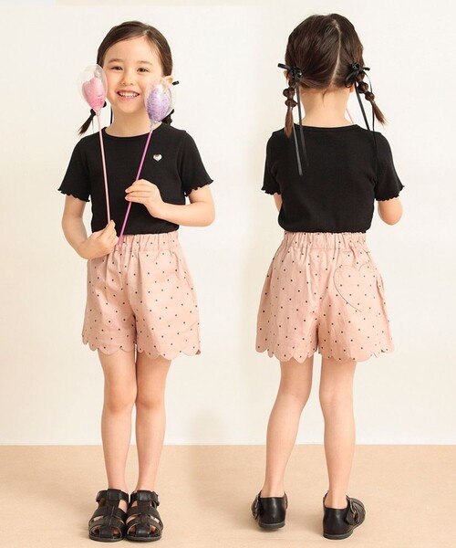BRANSHES（ブランシェス）の「【コットンキャンディ】裾スカラップショートパンツ（その他パンツ・キッズ・ネイビー/カラフル/ピンク/ブラック/ピンクベージュ/ブルー・110/130/90/100/140/150/120）」の15枚目の写真