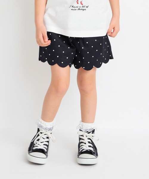 BRANSHES（ブランシェス）の「【コットンキャンディ】裾スカラップショートパンツ（その他パンツ・キッズ・ネイビー/カラフル/ピンク/ブラック/ピンクベージュ/ブルー・110/130/90/100/140/150/120）」の2枚目の写真