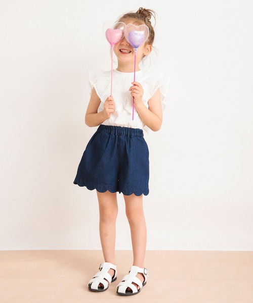 BRANSHES（ブランシェス）の「【コットンキャンディ】裾スカラップショートパンツ（その他パンツ・キッズ・ネイビー/カラフル/ピンク/ブラック/ピンクベージュ/ブルー・110/130/90/100/140/150/120）」の8枚目の写真