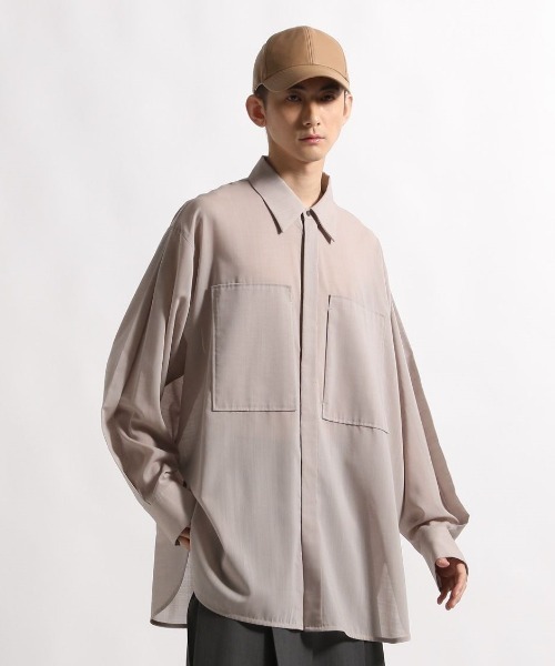 STERNBERG(スタンバーグ)の「STERNBERG/120'sウールシアーシャツ/991730(シャツ/ブラウス・メンズ・ブラック/ライトベージュ・LARGE/MEDIUM)」の1枚目の写真