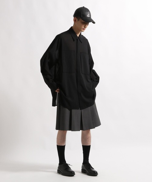 STERNBERG(スタンバーグ)の「STERNBERG/120'sウールシアーシャツ/991730(シャツ/ブラウス・メンズ・ブラック/ライトベージュ・LARGE/MEDIUM)」の4枚目の写真