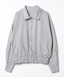XU | ストリートファッション XU エックスユー fringe pigment zip up jacket オーバーサイズ シンプルジャケット ギャザー 長袖トップス 長袖ジャケット ダメージカラー 羽織り 韓国ファッション 韓国ストリート(ブルゾン)