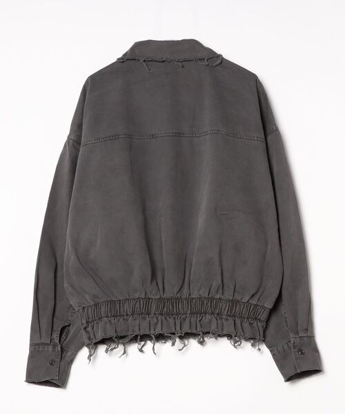 XU（エックスユー）の「ストリートファッション XU エックスユー fringe pigment zip up jacket オーバーサイズ シンプルジャケット ギャザー 長袖トップス 長袖ジャケット ダメージカラー 羽織り 韓国ファッション 韓国ストリート（ブルゾン・メンズ・グレー/ダークグレー・ONE SIZE）」の9枚目の写真