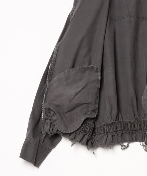 XU（エックスユー）の「ストリートファッション XU エックスユー fringe pigment zip up jacket オーバーサイズ シンプルジャケット ギャザー 長袖トップス 長袖ジャケット ダメージカラー 羽織り 韓国ファッション 韓国ストリート（ブルゾン・メンズ・グレー/ダークグレー・ONE SIZE）」の10枚目の写真