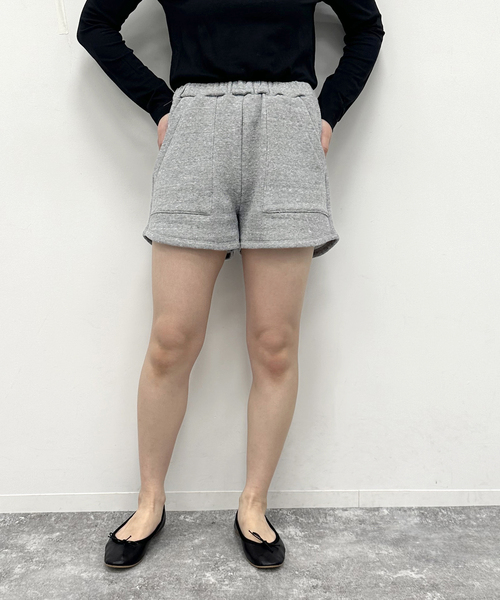 U by SPICK&SPAN（ユーバイスピックアンドスパン）の「【twosome】 ネップスウェットショートパンツ（スウェットパンツ・レディース・アイボリー/ライトグレー・FREE）」の3枚目の写真