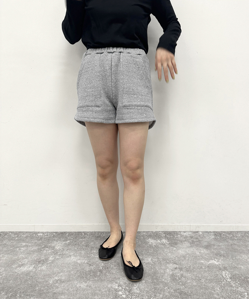 U by SPICK&SPAN（ユーバイスピックアンドスパン）の「【twosome】 ネップスウェットショートパンツ（スウェットパンツ・レディース・アイボリー/ライトグレー・FREE）」の7枚目の写真