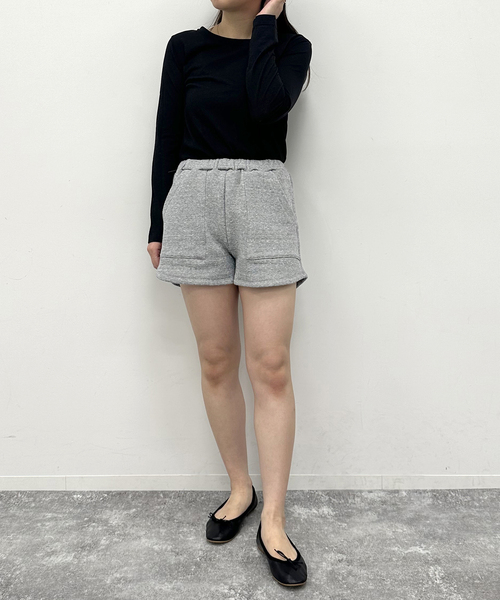 U by SPICK&SPAN（ユーバイスピックアンドスパン）の「【twosome】 ネップスウェットショートパンツ（スウェットパンツ・レディース・アイボリー/ライトグレー・FREE）」の9枚目の写真