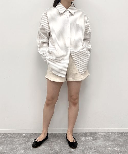 U by SPICK&SPAN（ユーバイスピックアンドスパン）の「【twosome】 ネップスウェットショートパンツ（スウェットパンツ・レディース・アイボリー/ライトグレー・FREE）」の13枚目の写真