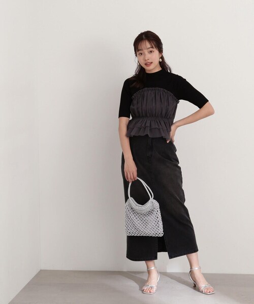 PROPORTION BODY DRESSING(プロポーションボディドレッシング)の「チュールドッキングニット / 1214170405(ニット/セーター・レディース・グレー/ブラック/ホワイト系その他・FREE)」の5枚目の写真