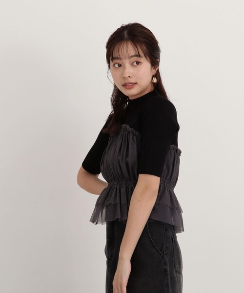 PROPORTION BODY DRESSING(プロポーションボディドレッシング)の「チュールドッキングニット / 1214170405(ニット/セーター・レディース・グレー/ブラック/ホワイト系その他・FREE)」の7枚目の写真