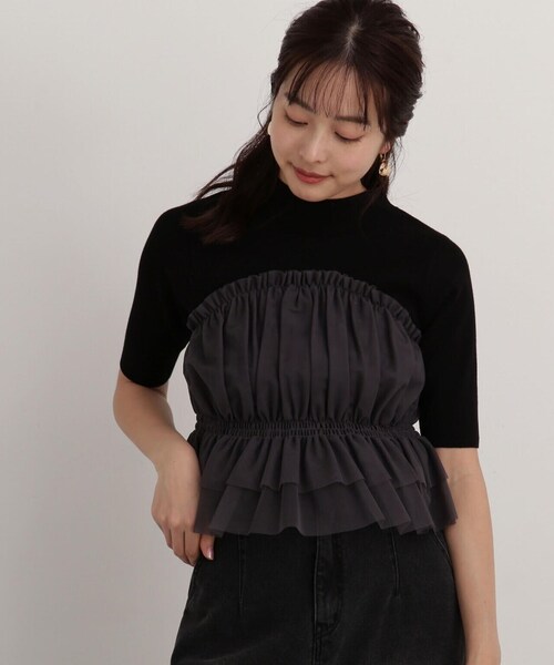 PROPORTION BODY DRESSING(プロポーションボディドレッシング)の「チュールドッキングニット / 1214170405(ニット/セーター・レディース・グレー/ブラック/ホワイト系その他・FREE)」の8枚目の写真