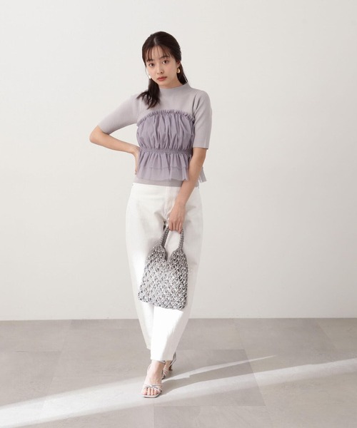 PROPORTION BODY DRESSING(プロポーションボディドレッシング)の「チュールドッキングニット / 1214170405(ニット/セーター・レディース・グレー/ブラック/ホワイト系その他・FREE)」の16枚目の写真