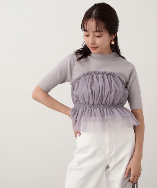 PROPORTION BODY DRESSING(プロポーションボディドレッシング)の「チュールドッキングニット / 1214170405(ニット/セーター・レディース・グレー/ブラック/ホワイト系その他・FREE)」の18枚目の写真