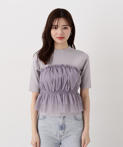 PROPORTION BODY DRESSING(プロポーションボディドレッシング)の「チュールドッキングニット / 1214170405(ニット/セーター・レディース・グレー/ブラック/ホワイト系その他・FREE)」の19枚目の写真