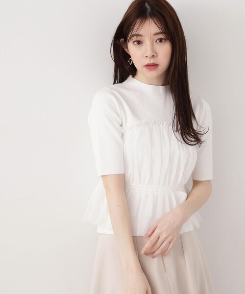 PROPORTION BODY DRESSING(プロポーションボディドレッシング)の「チュールドッキングニット / 1214170405(ニット/セーター・レディース・グレー/ブラック/ホワイト系その他・FREE)」の2枚目の写真