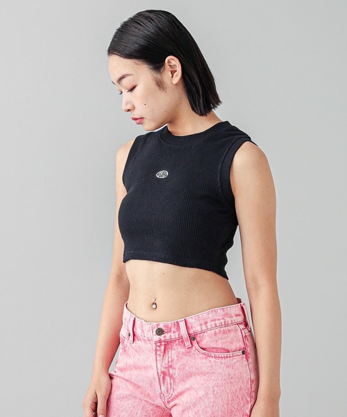 X-girl（エックスガール）の「OVAL LOGO TANK TOP（タンクトップ・レディース・マルチ/ブラック/ホワイト/ブラウン・S/M）」の7枚目の写真