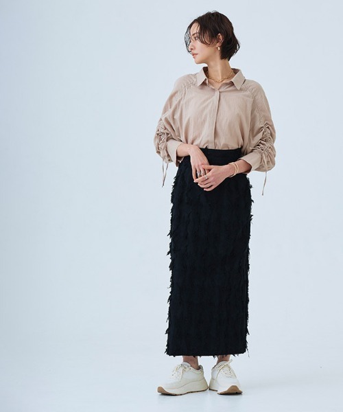 RASW（ラス）の「[RASW]フリンジIラインスカート（スカート・レディース・オフホワイト/ブラック・M/L）」の21枚目の写真