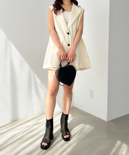 Heather（ヘザー）の「バックプリーツオーバーベスト　111055（ベスト・レディース・アイボリー/ブラック・FREE）」の19枚目の写真