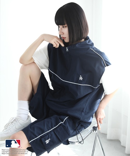 MLB（メジャーリーグベースボール）の「【MLB/メジャーリーグベースボール】ナイロンハーフパンツ（その他パンツ・レディース・ブラック/グレー/ネイビー・ONESIZE）」の4枚目の写真