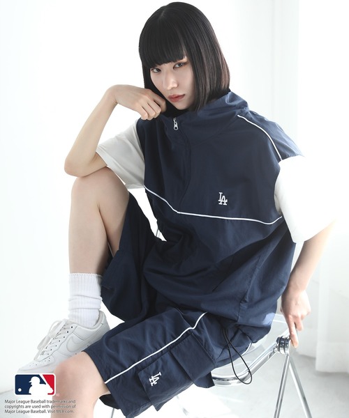 MLB（メジャーリーグベースボール）の「【MLB/メジャーリーグベースボール】ナイロンハーフパンツ（その他パンツ・レディース・ブラック/グレー/ネイビー・ONESIZE）」の5枚目の写真