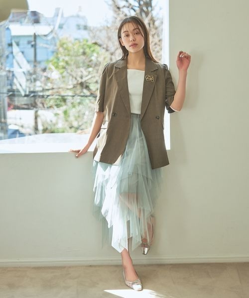 mysty woman(ミスティウーマン)の「テレコ2WAY半袖インナープルオーバー 118760(Tシャツ/カットソー・レディース・オフホワイト/ライトグレー/ブラック・FREE)」の10枚目の写真