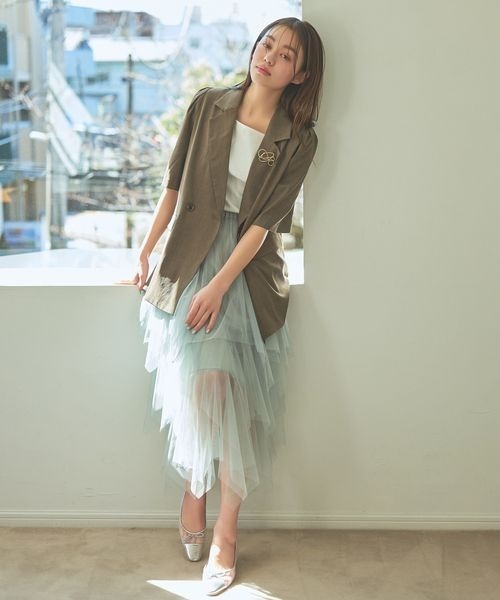 mysty woman(ミスティウーマン)の「テレコ2WAY半袖インナープルオーバー 118760(Tシャツ/カットソー・レディース・オフホワイト/ライトグレー/ブラック・FREE)」の9枚目の写真